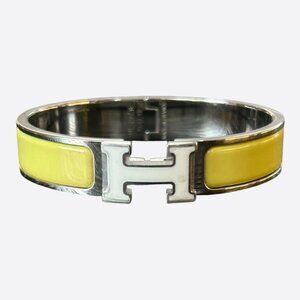 Hermes Palladium & Yellow Clic Clac H Bracelet